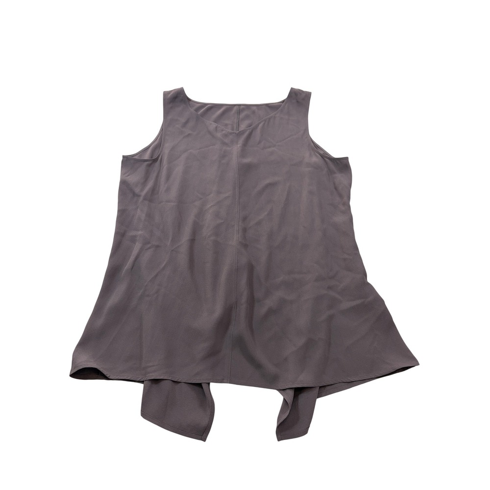 Eileen Fisher XL Mauve Gray 100% Silk Sleeveless Split Back Tunic Top
